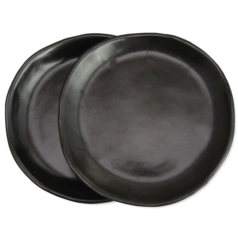RoRo 7" Hand Made Ceramic Appetizer Plates â€“ Matte Black Stoneware, Set of 2 Modern Minimalist Design, Perfect for Tapas, Sushi, Bruschetta, Microwave, Oven & Dishwasher Safe - Image 1